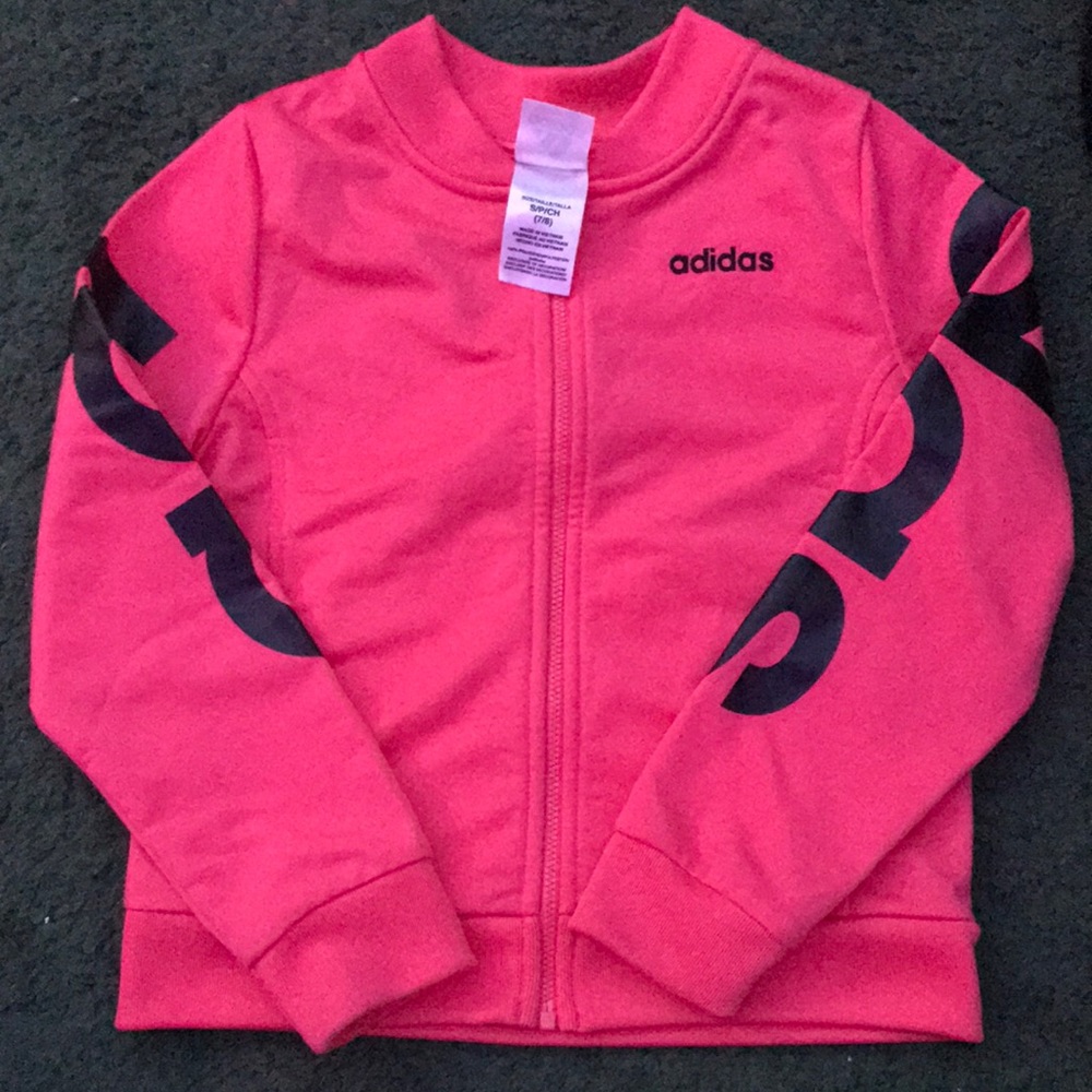 Like new, bright pink adidas girl’s track jacket sz small
